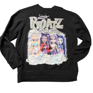 Bratz Doll Crewneck‎ Sweatshirt Black S/CH/P Graphic Print Y2K Retro